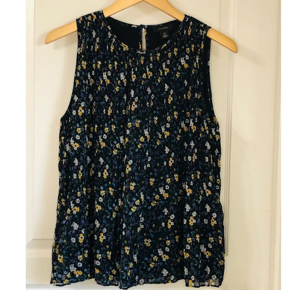 HALOGEN PLEATED SLEEVELESS TOP SZ SP